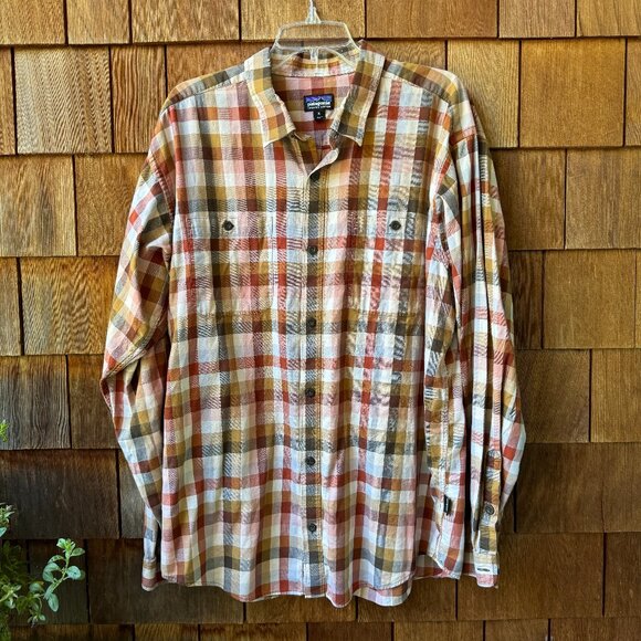 EUC Patagonia Autumn Check Long-Sleeved Organic Pima Cotton Shirt Men's X-Large - Picture 1 of 8